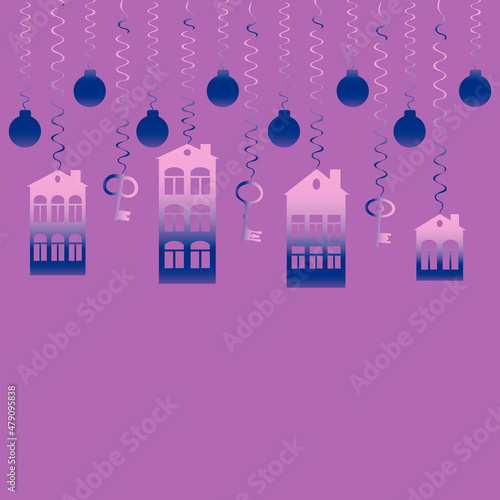 advertising banner or postcard - housewarming, sale or rental of housing on a turnkey basis. Apartments or houses