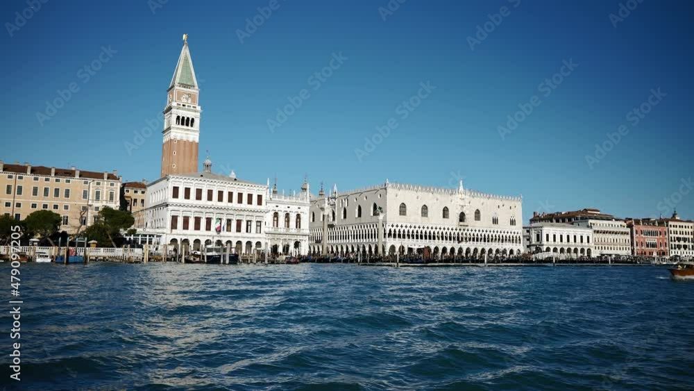 Venice, Italy - January 2022 - Traveling on the public transport boat, along the Grand canal, among the historic buildings of the lagoon city
Venice, Italy - January 2022 - Traveling on the public transport boat, along the Grand canal, among the historic buildings of the lagoon city