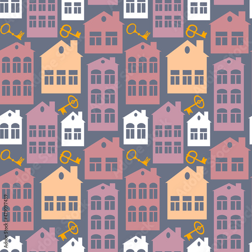 real estate (rent or sale) - houses and keys. Design element. architecture, minimalism