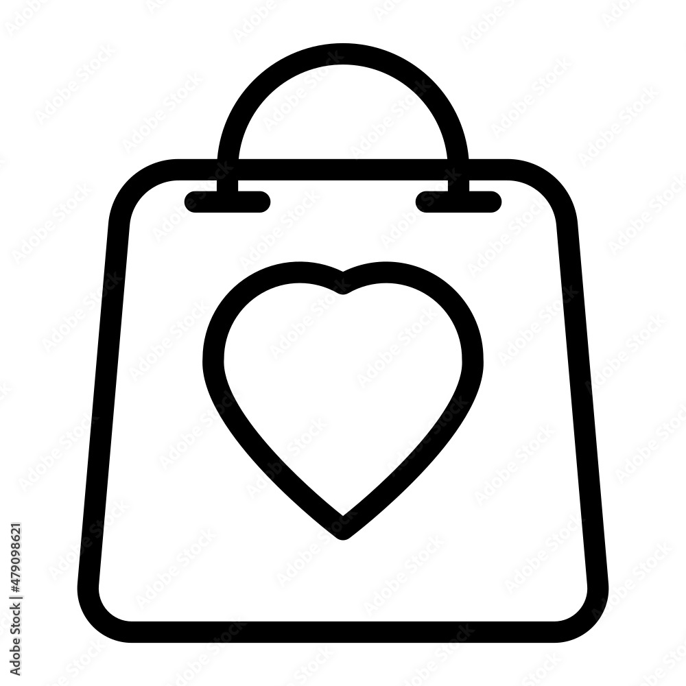 Bag love icon logo line style vector Bag love icon logo line style vector