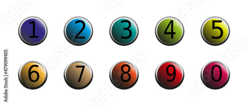 bingo chips multicolored with numbers on a white background