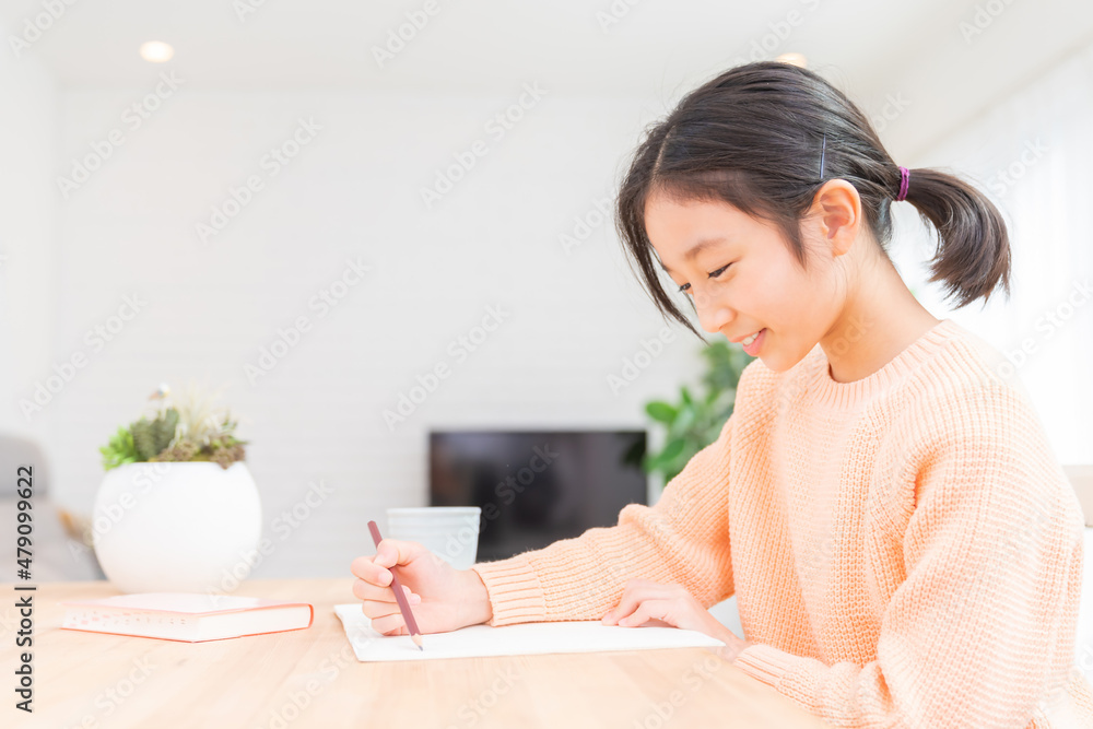 勉強をする女の子 勉強をする女の子
