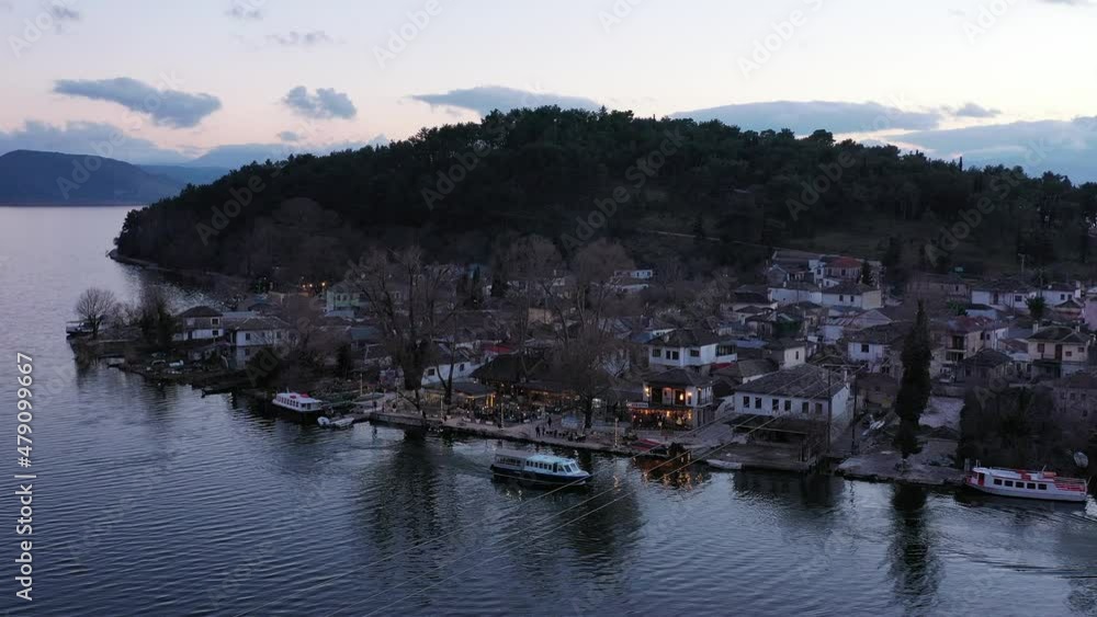 Aerial view of Ioannina city in Greece, Aslan Pasha Tzami, the lake with the island of Kyra Frosini or nissaki. Aerial view of Ioannina city in Greece, Aslan Pasha Tzami, the lake with the island of Kyra Frosini or nissaki.