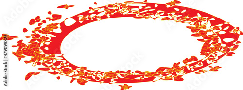 Festive frame on the theme of a destructured toroidal mandala. Vector. Imitation of doodles. A chaotic weave based on the consonance of a sedate mandala.	