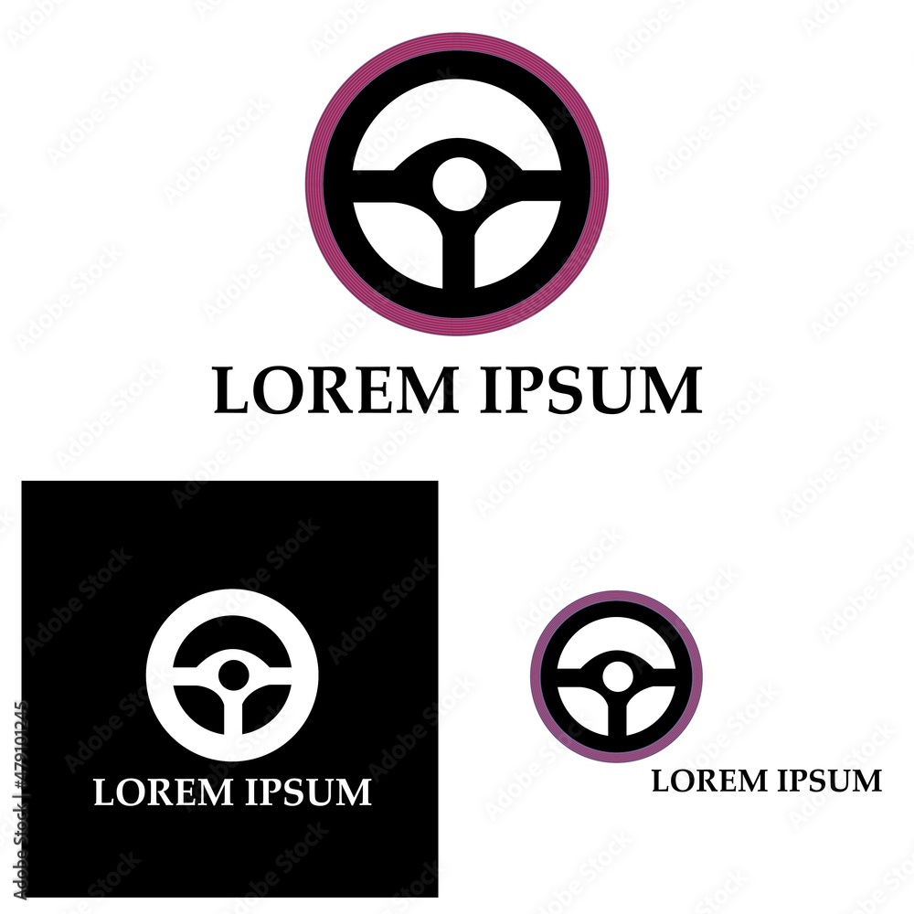 Steering wheel logo vector flat design Steering wheel logo vector flat design