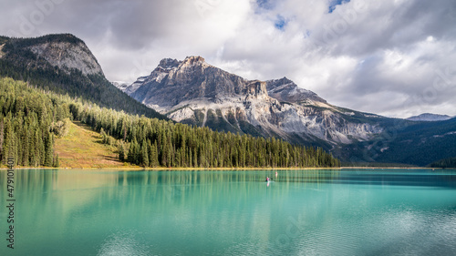 The turquoise water of Emerald Lake in Yoho National Park in British Columbia  Canada