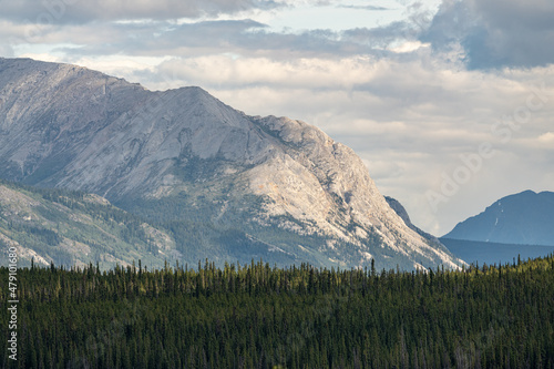 Stunning northern Canadian landscape in Yukon Territory in arctic Canada with wilderness landscape view. 