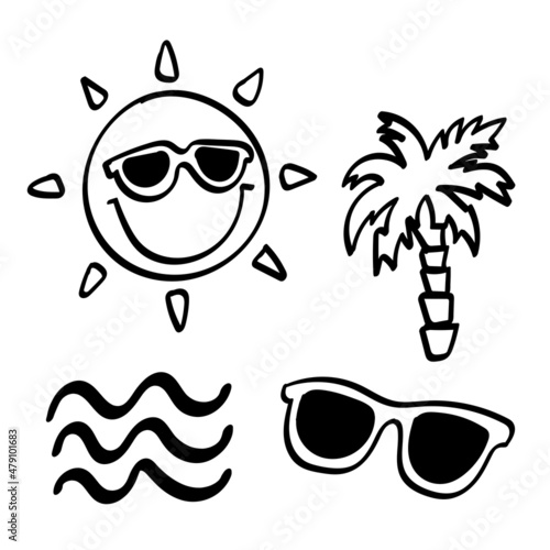 Summer Doodle elements. Vector syn illustration.