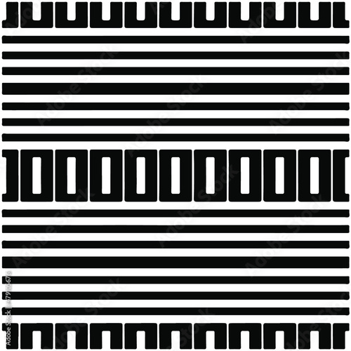 Seamless ethnic pattern.Abstract Geometric Pattern generative computational art illustration.Black and white pattern for wallpapers and backgrounds. 
