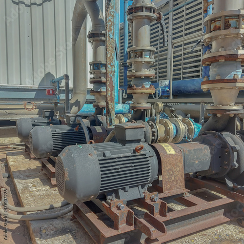 Pump and motor which popular to install with pipe in industrial such chemical, power plant.