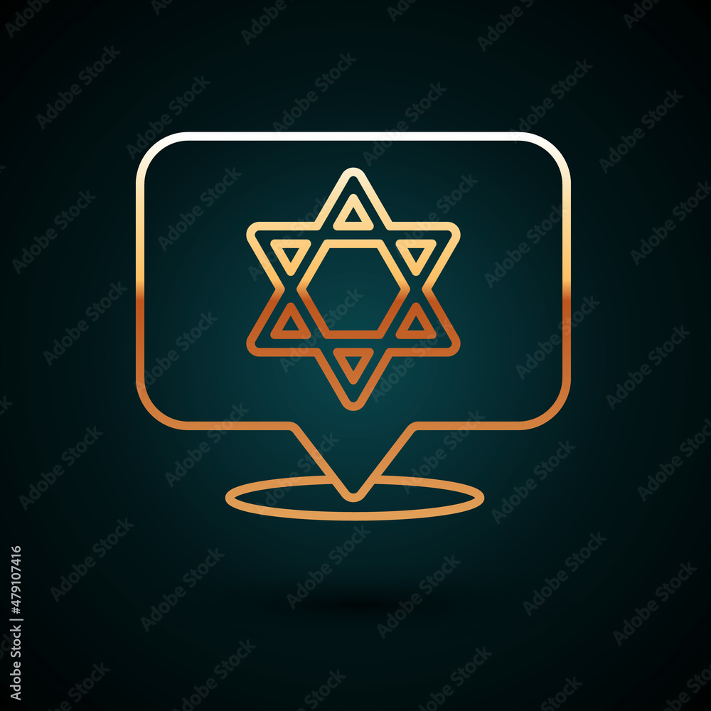 Gold line Star of David icon isolated on dark blue background. Jewish religion symbol. Symbol of Israel. Vector Gold line Star of David icon isolated on dark blue background. Jewish religion symbol. Symbol of Israel. Vector