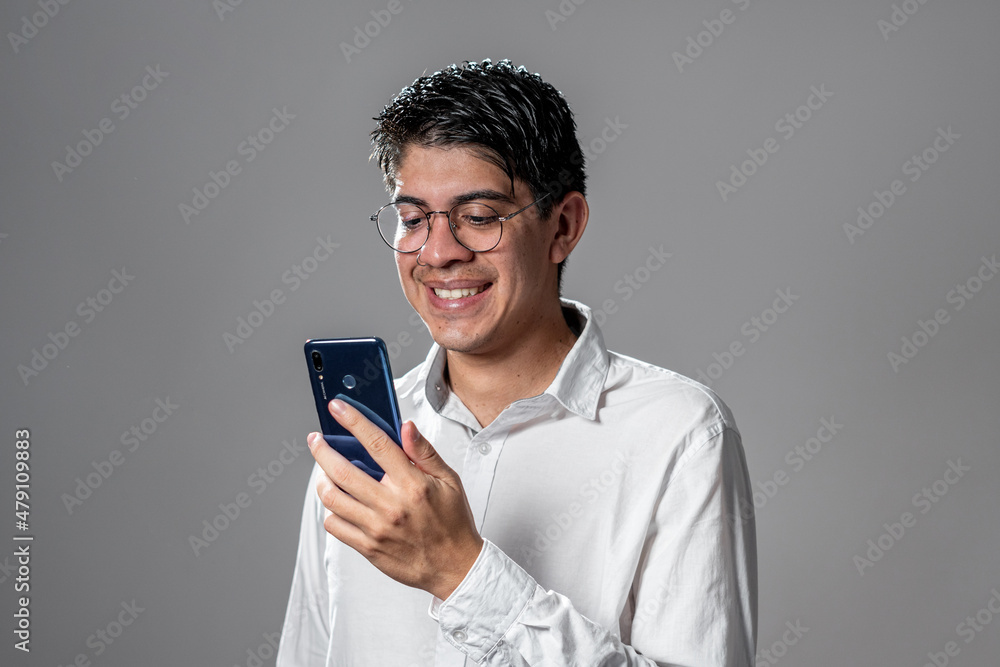 man texting on mobile phone