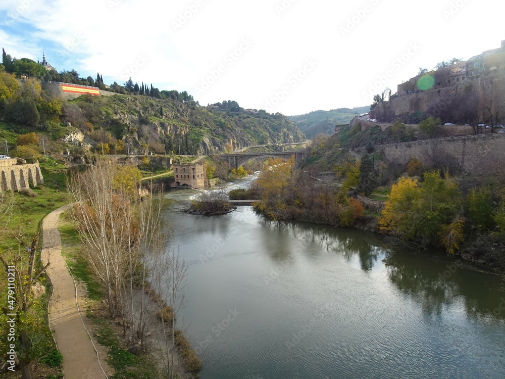 [Spain] View of Tagus River from The Alcantara Bridge (The Puente de Alcantara) in Toledo