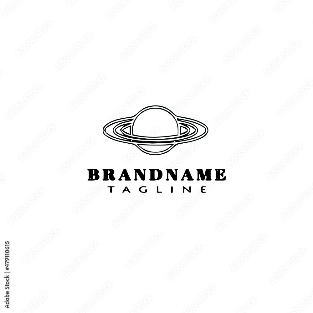 saturn planet cartoon logo icon design template black isolated vector