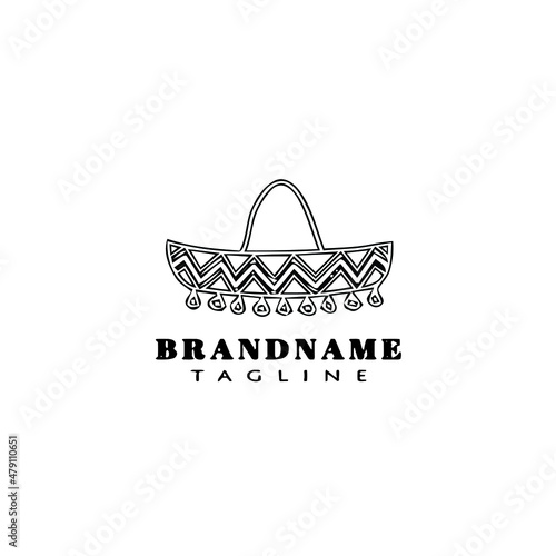 sombrero or mexican hat logo cartoon icon design template black isolated vector illustration