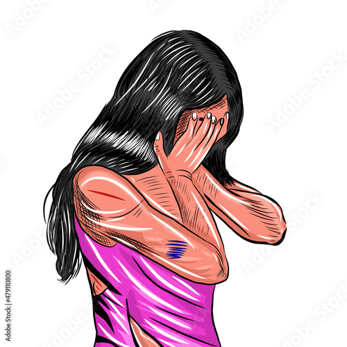 violence against women isolated on white background