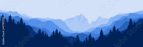 nature outdoor mountain landscape vector illustration good for wallpaper, background, backdrop design, and design template