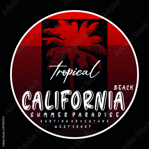 tropical summer california beach text vector images nature,poster, t shirt design illustration
