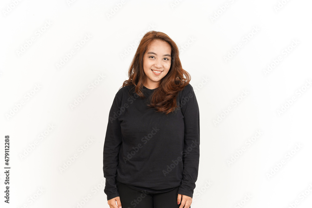 Beautiful Asian Woman Wearing Black Shirt Isolated On White Background Beautiful Asian Woman Wearing Black Shirt Isolated On White Background