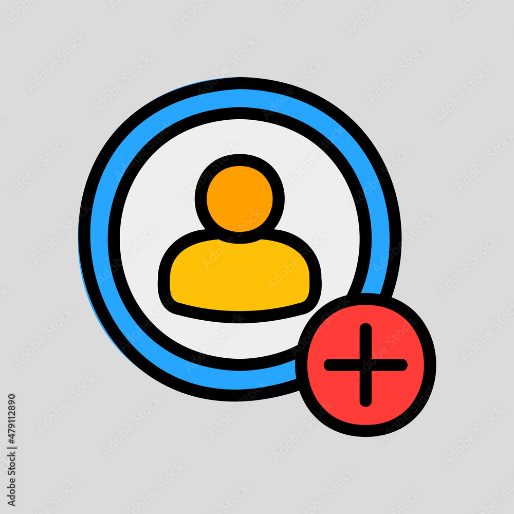 Add friend icon in filled line style about social media, use for website mobile app presentation