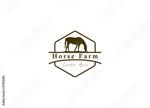 Horse silhouette for vintage retro rustic countryside western country farm ranch logo design
