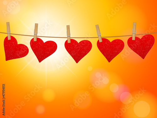 Hearts on cloth line