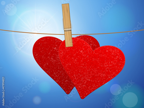 Hearts on cloth line