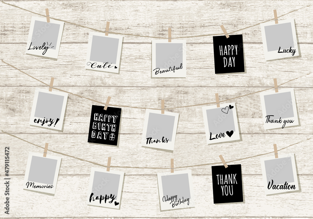 木目背景のフォトガーランド 白い木目 Stock Vector Adobe Stock