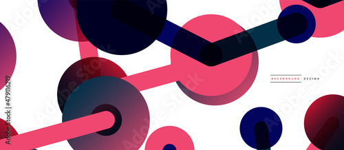 Abstract background. Round dots connected by lines. Trendy techno business template for wallpaper, banner, background or landing