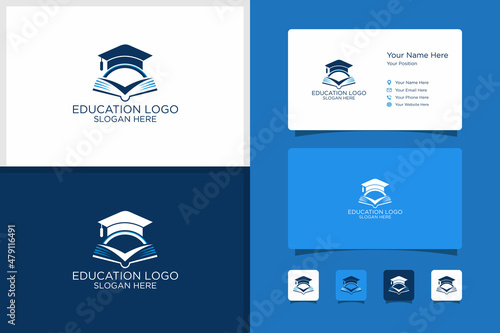 education design logo and business card design template. premium vectors.