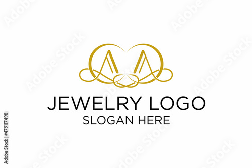 jewelry design logo and business card design template. premium vectors.