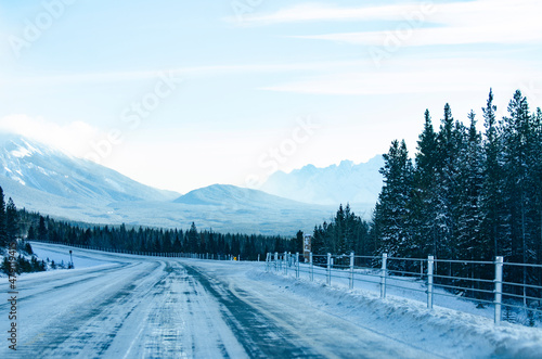 Icy Road into Kananaskis Country
