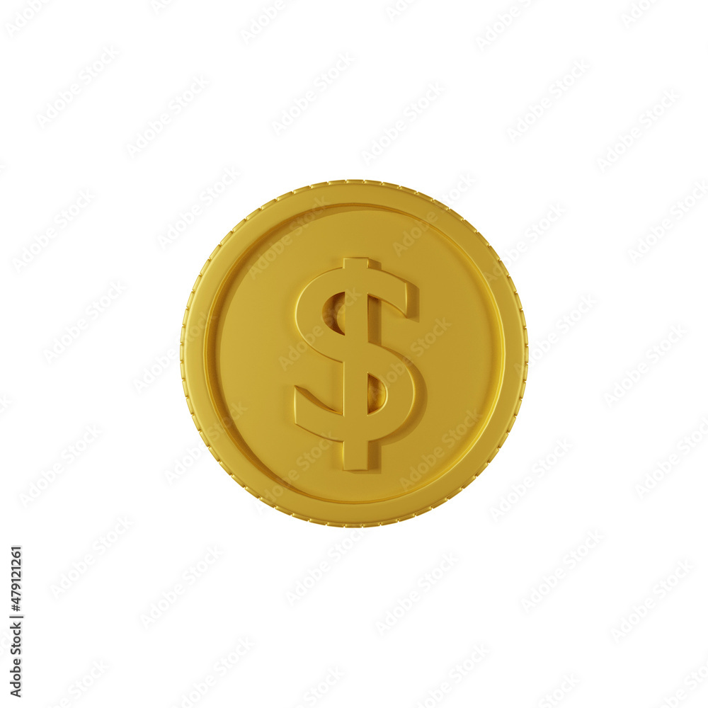 3D rendering Dollar coin front view isolated on white background (Closeup) 3D rendering Dollar coin front view isolated on white background (Closeup)