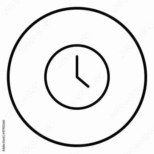 Clock line icon inside circle, time black outline, line icons. 
