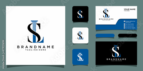 SL or LS initial logo design templates for law firm business template