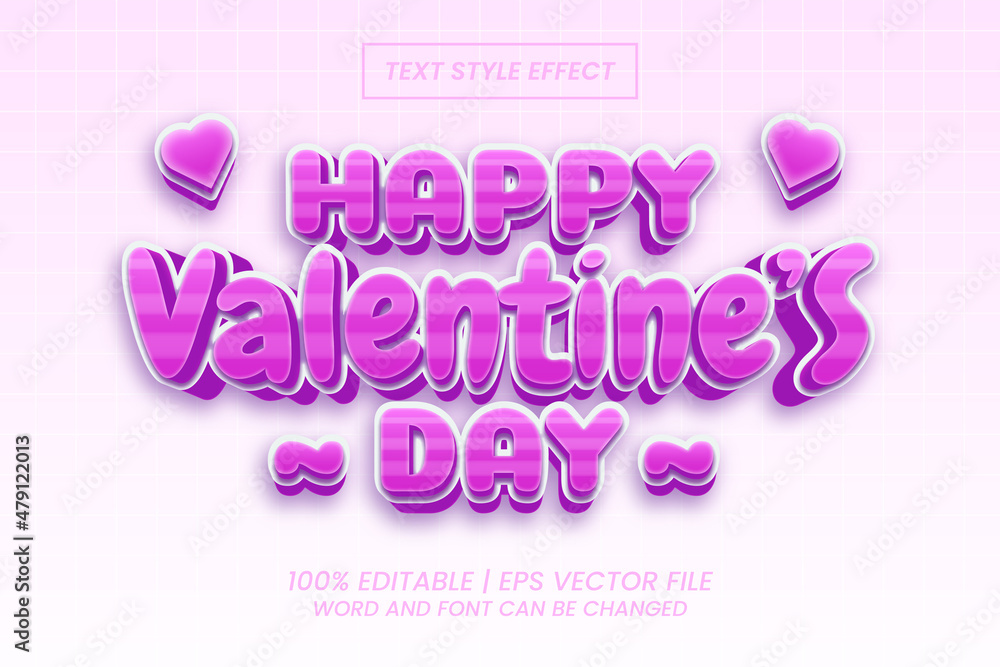 Editable text effect - Happy Valentine Day 3d Style