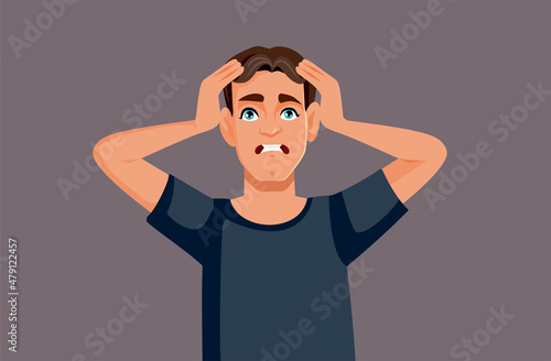 Exasperated Desperate Man Vector Cartoon Illustration