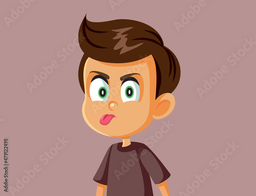 Rude Misbehaving Boy Sticking Her Tongue Out Vector Cartoon