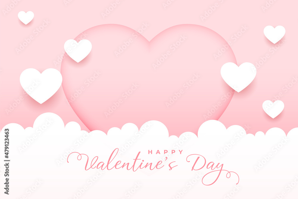 valentines day background with flying hearts in soft pink backdrop