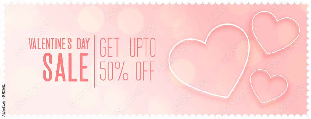 elegant valentines day sale banner in pink soft color