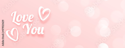 love you message pink bokeh banner design