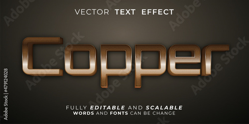 Editable text effect Copper 3d style illustrations