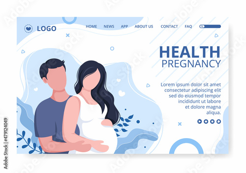 Pregnant Lady or Mother Landing Page Health care Template Flat Design Illustration Editable of Square Background for Social media or Greetings Card