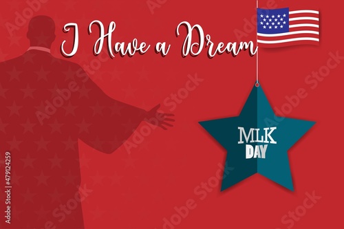 Valokuvatapetti Star inside text MLK day, I Have A Dream