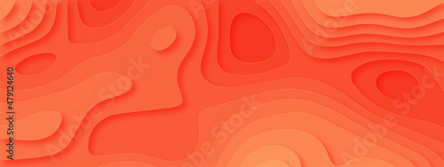 Billede på lærred Luxury orange abstract papercut background with 3d geometry circles