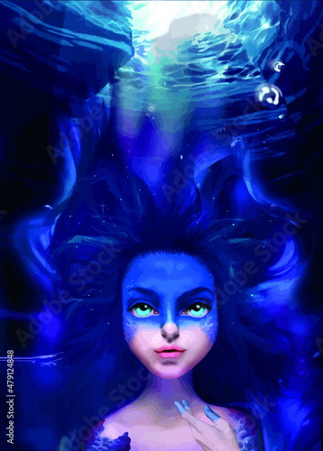 Illustration of a cute mermaid girl