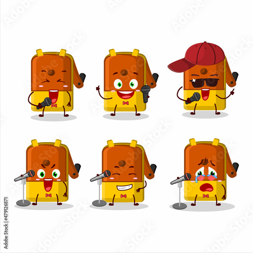 A Cute Cartoon design concept of orange pencil sharpener table singing a famous song