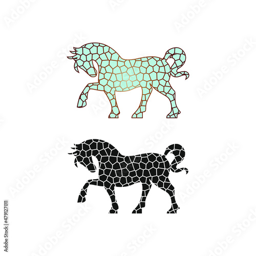 vector illustration of a horse with a mosaic texture for an icon, symbol or logo. horse logo template