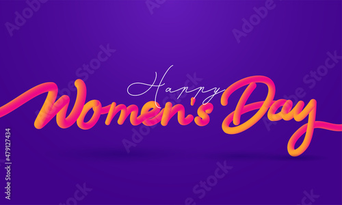 Gradient 3d Blend Women's Day Font On Purple Background.