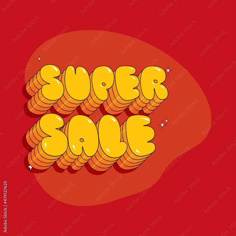 3D Layered Super Sale Font On Red Background. Advertising Poster Or Template Design. 3D Layered Super Sale Font On Red Background. Advertising Poster Or Template Design.